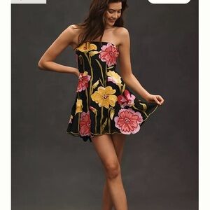 Pink and Yellow Strapless Sundress for Cocktail Nights